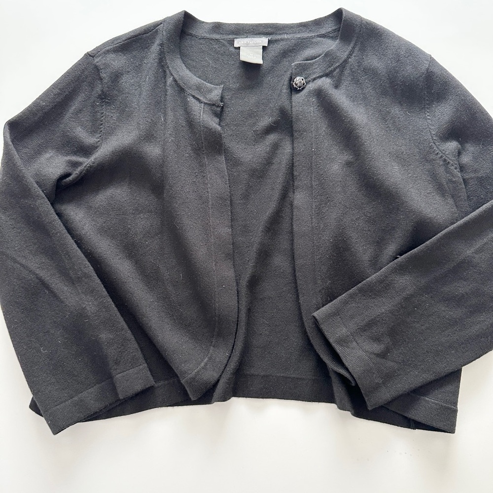 Ann Taylor Black Open-Front Bolero Jacket